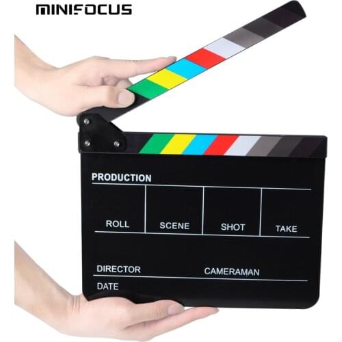 PRO Acrylic Plastic 10x12in/25x30cm Dry Erase Directors Film Movie Clapboard Cut Action Scene Clapper Board Slate Black Sticks