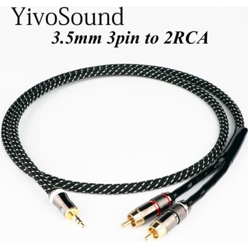 Hifi Canare 3,5mm a 2RCA de Cable de Audio de PC amplificador para móvil de interconexión de alta calidad 3,5 Jack a aux Cable