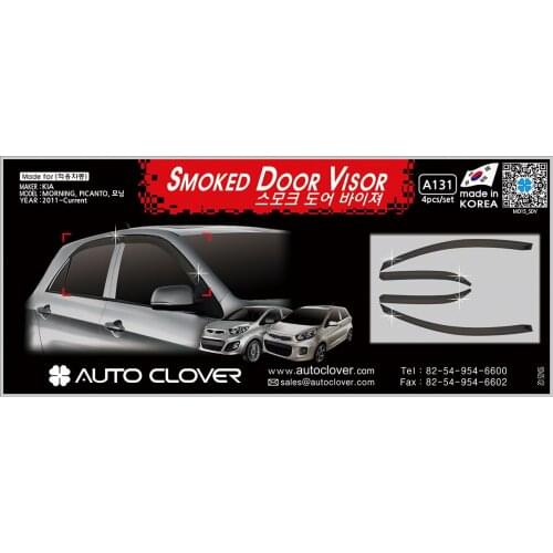 Chrome Door Visor Side Window Deflector Shade Sun Rain Shield Silver Trips Eaves for Kia Morning Picanto