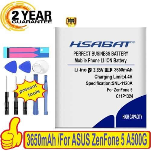 HSABAT Free Shipping 3650mAh C11P1324 Battery Use for ASUS ZenFone 5 A500G Z5 A500 A500CG A501CG A500KL Batteries