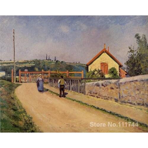 Kitchen art The Railroad Crossing at Les Patis by Camille Pissarro paintings Home Decor Hand painted High quality