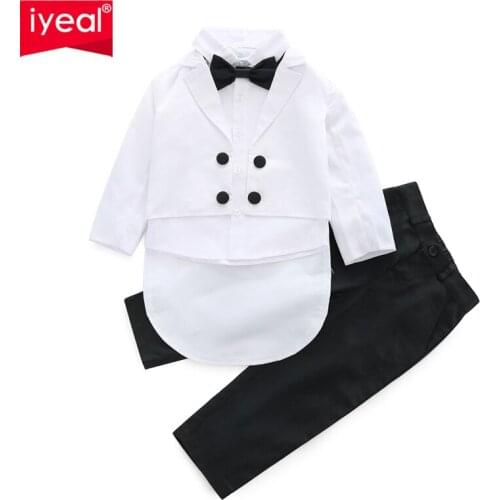 IYEAL Baby Boys Suits 3 Pieces/Set Formal Tuxedo Suit Baby Boy Baptism Christening Gown Infant Party Wedding Clothing Set 1-5Y