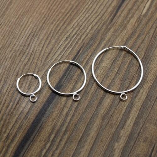 925 Sterling Silver Round Circle Earrings Stud Hook Jewelry Findings Accessories Ear Wires with Loop Hanger DIY Making Craft