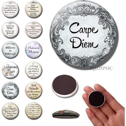 Quote fridge magnet 30MM refrigerator magnets Carpe Diem letter fridge sticker message board glass Creative home decorative