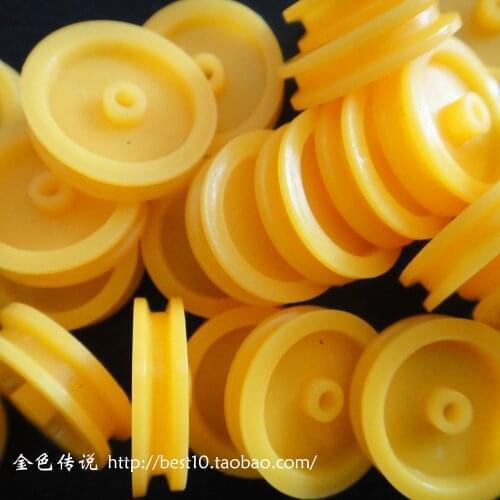 F17638 JMT 2 x 17mm 10pcs Small Yellow Plastic Pulley Wheel Motor Pulley DIY Toy Accessory for Mini Car