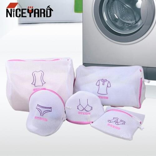 Embroidered Laundry Bag Laundry Basket Bag Machine Washable Mesh Polyester Home Use Bra Lingerie Special Wash Bag Foldable