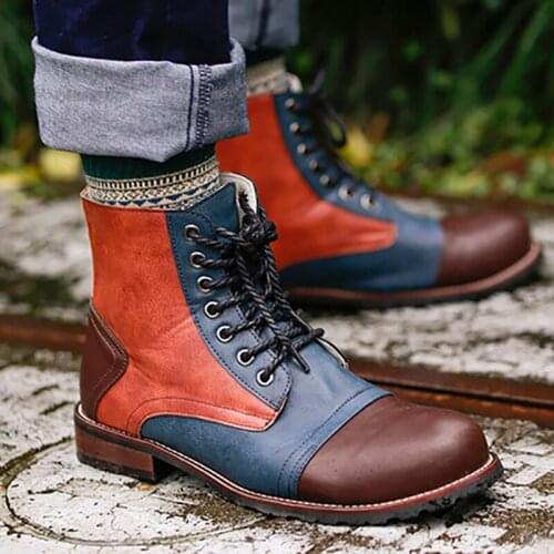 2020 New Mens Shoes Boots Men Lace Up Warm Ankle Boots Men Pu Leather Boots Winter Shoes Fashion Men Brithsh Shoes