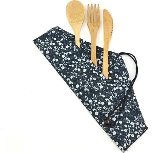 Bamboo Cutlery Set Bamboo Straw knife Fork Spoon Knife Portable Wooden Tableware Set Travel Kitchen Camping Tableware Set