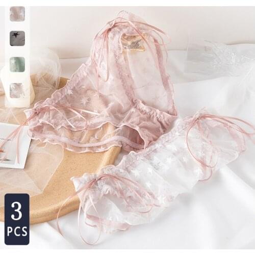 Norns Sweet and sexy low-waist lace comfortable girly fairy panties panties mesh star Japanese cotton crotch briefs