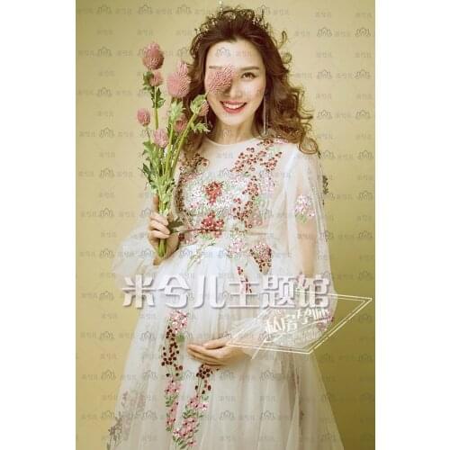 NEW Pregnant Maternity Women Photography Fashion Props Dress Romatic Fancy Baby Shower Free shipping Flower dress
