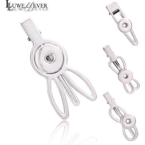 New Cute Leaves Feather 18mm Snap Button Hair Clips 017 Barrettes Charms Fashion Jewelry For Women Girl Teenagers Gift