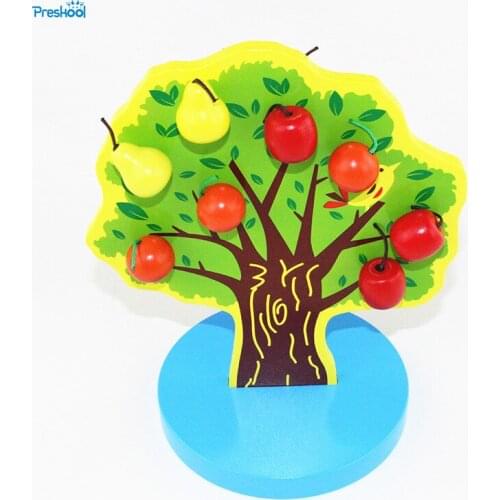 Montessori Educational Wooden Toys Magnetic Apple Tree Baby Toy Early Childhood Preschool Training