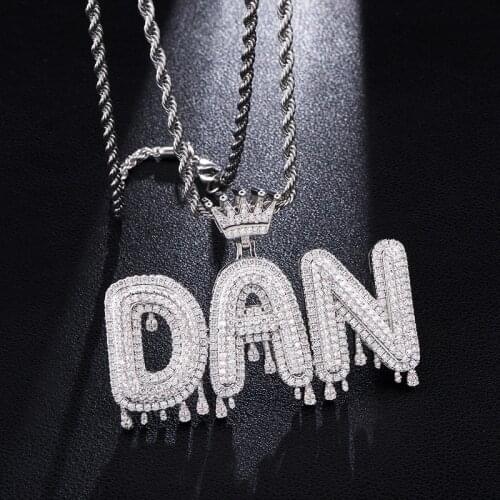 Custom Name Bubble Letters Necklace Pendants Necklaces Iced Out Charms CZ Hip Hop Men Jewelry With Gold Silver Tennis Necklaces