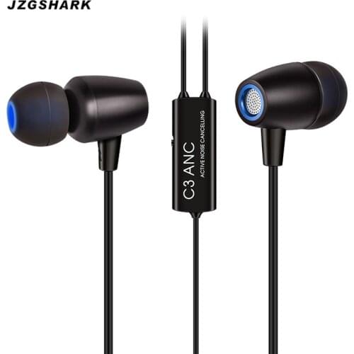 Professional ANC Intelligent Noise Cancelling Earphone Metal In Ear Stereo Mini Earbuds with Microphone for iPhone Huawei Xiaomi