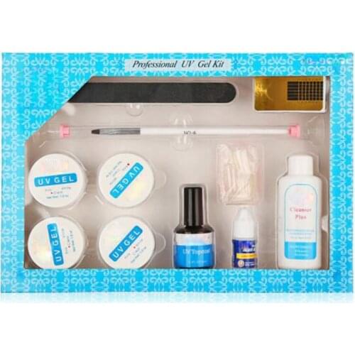 Professional Nail Art Set UV Gel Buider Top Coat Nails Extension Cleanser Files Pen Brush French Tip Form Manicure Kit Tool
