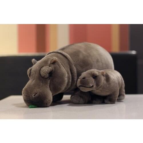 12" Lifelike Standing Hippos Stuffed Animal Toys Soft Real Life Hippopotamus Plush Toy Birthday Gift For Kids