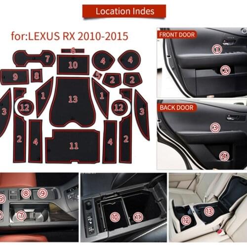 Rubber Mat For Lexus RX RX270 RX350 RX450h 2010-2015 Lnterior Anti Slip Mat Door Slot Pad Cup Cushion Groove Mat Car Accessories