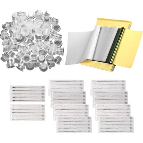 Tattoo Stencil Transfer Paper Microblading Disposable Ink Caps Holder Needle