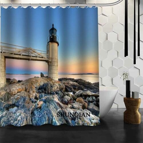 Waterproof Bathroom Curtains Modern lighthouse Shower Curtain polyester Bath screens Customized curtain
