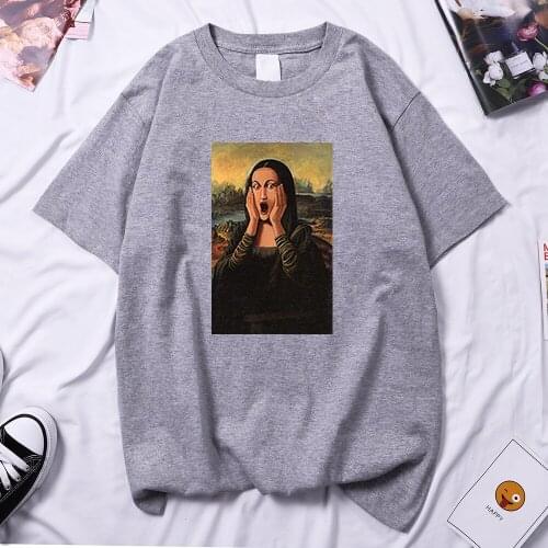 Funny Mona Lisa Art Painting Woman Tee Shirt Hip Hop Casual T-Shirt Harajuku Brand T-Shirts 2021 Summer Gothic Woman T Shirt