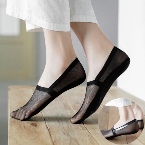 Woman Socks Summer Mesh BreathableNon-slip Silicone Invisible No Show Socks Slipppers Solid Lace Seamless Low Cut Ankle Socks