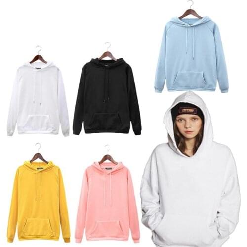 Women Couple Hoodies Sweatshirt Fleece Pockets Tracksuit Sports Jumper Tops 2021 Winter Plain Woman Casual Loose Sweatshirts