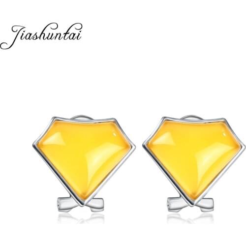 JIASHUNTAI Retro Natural Precious Stones 100% 925 Sterling Silver Clip Earrings For Women Vintage Thai Silver Earring Jewelry