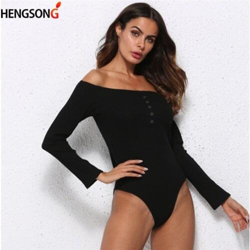 2020 Spring Autumn Slash Neck Bodysuit Overalls For Women Long Sleeve Off Shoulder Jumpsuit Casual Ladies Rompers Tops