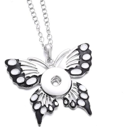 New Snap Jewelry Beautiful Butterfly Pendant Snap Necklace Fit DIY 18MM Snap Buttons Jewelry For Women Pendant Necklace