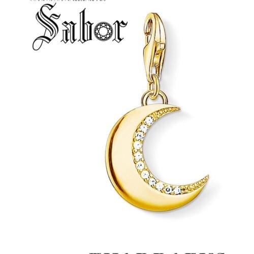 Golden Moon Charm Pendant For Women Girls Trendy silver plated Jewelry Fit Bracelet Necklace Phone Chain Keyring thomas