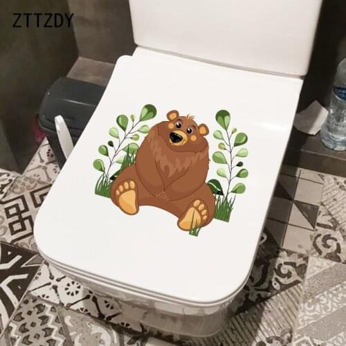 ZTTZDY 24.3CM×20.5CM Cute Brown Bear Home Kids Room Wall Sticker WC Toilet Decoration Accessories T2-0955