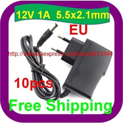 10 pcs Free Shipping 9V 1A 1000mA Mains AC-DC 5.5mmx2.1mm EU Plug Switching Adaptor Power Supply Charger for Arduino UNO MEGA