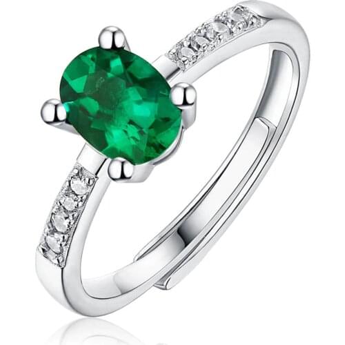 100% 925 Sterling Silver Created Moissanite Emerald Gemstone Ring for Women Anniversary Cocktail Party Fine Jewelry