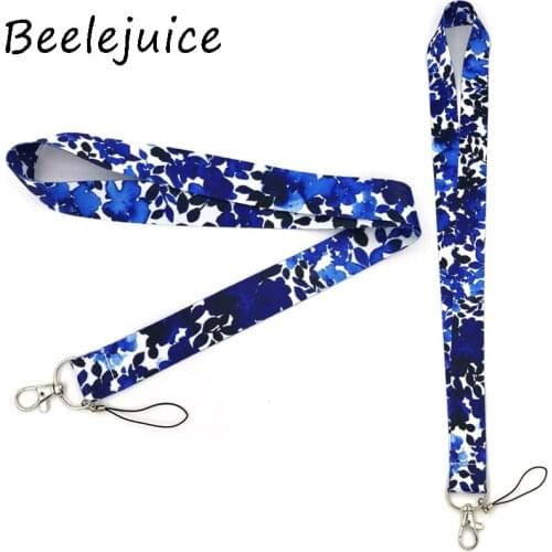 100pcs Purple flowers Mobile phone lanyard For keys ID Card Pass Gym USB badge holder DIY Hang Rope Tags Strap Neck Lanyards