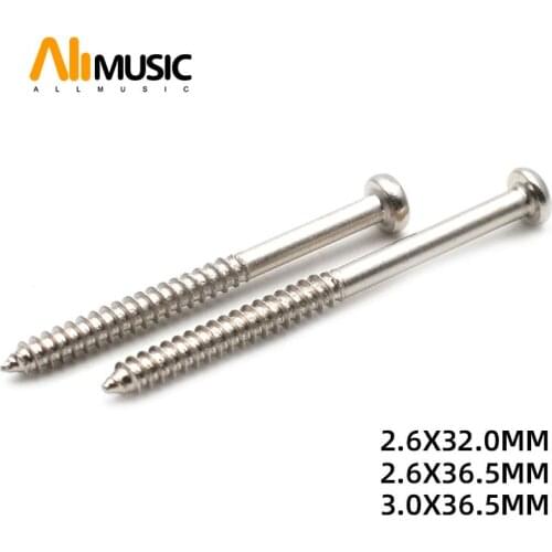 100pcs Electric Guitar Bass Pickup Height Adjusting Screws 2.6/3.0MM x 32/36.5MM Silver