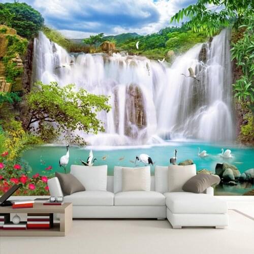 Custom 3D Wall Murals Nature Landscape Waterfalls Photo Wallpaper Living Room TV Sofa Backdrop Wall Decor Classic Wall Paintings