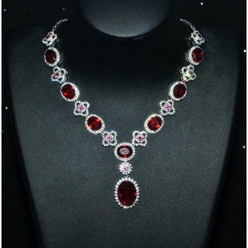 New Vintage Jewelry 4Pcs Sets Creative Oval Flowers Cubic Zircon Elegant Necklace Bracelet Women Wedding Ring S925 Earrings Gift