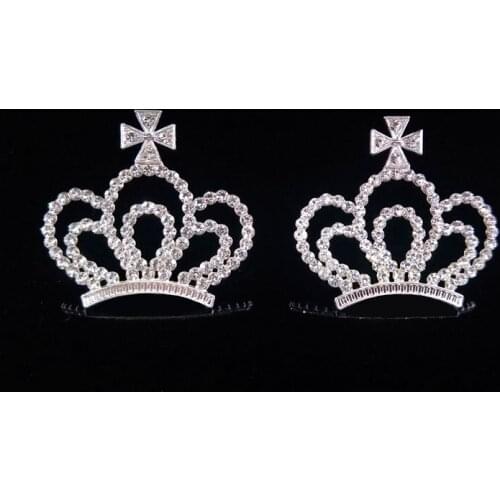 50pcs Cross Crown Rhinestone Applique Metal Flatback Jewelry Garment Hairpin Hair Clip For Wedding Dress Belt Veil Invitation