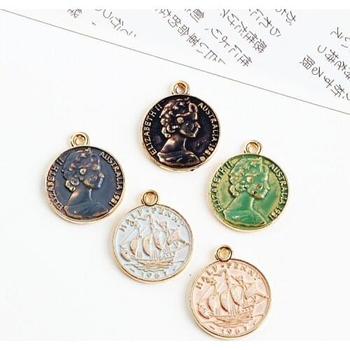 DIY alloy jewelry accessories do old paint retro necklace pendant earrings earrings head coin material 20mm