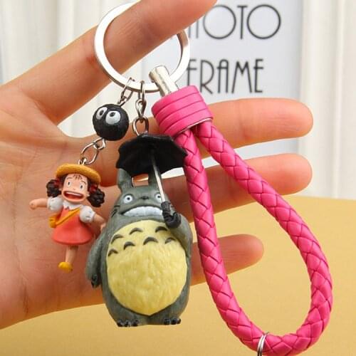 Miyazaki Hayao Animated Film My Neighbor Lovely Totoro Keychain Totoro PVC Doll Keyrings Charms Bag Backpack Accessories