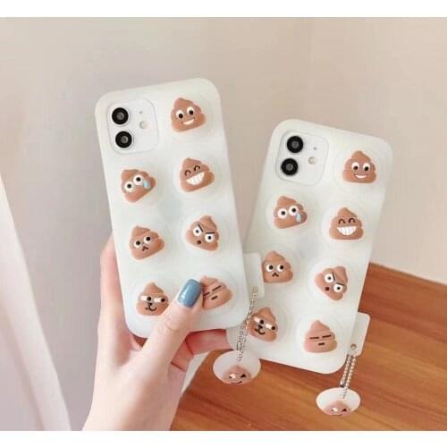 Antistress Bubble Phone Case For Iphone 11 12 Pro Max Xs Xr X 7 8 Plus Cute Expression Fidget Toy Push It Soft Back Cover Funda