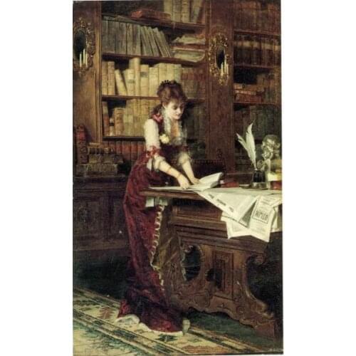 Free shipping classical court figure beauty study reading canvas prints oil painting on canvas home wall art decoration pictures