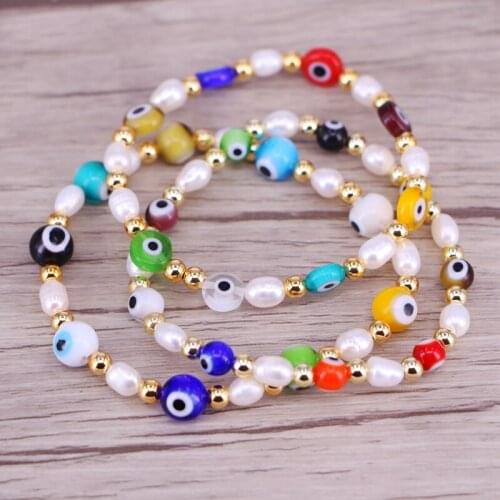 5Pcs Colorful Bracelet For Women 2020 Chic New Turkish Eye Bracelets Bohemian Summer Beach Pearl Jewelry