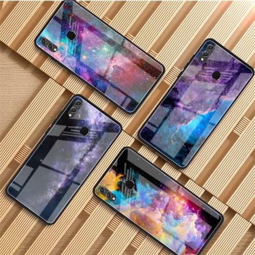Space for galaxy Tempered Glass Phone Case For Huawei P20 P30 P40 P40 Lite Pro Psmart Mate 20 30 Cover Shell