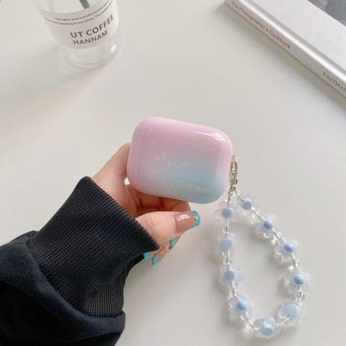 Flower Wrist chain Cover for Apple AirPods 1/2 Earphone Accessories Case Gradient Charging Box AirPods Pro Bracelet case fudnas