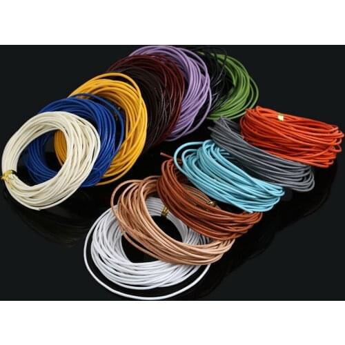 Dia 1.5mm 5M/Lot Craft Color Round Genuine Leather Wire/Thread Rope String Cords For Jewelry DIY Bracelet Making Findings
