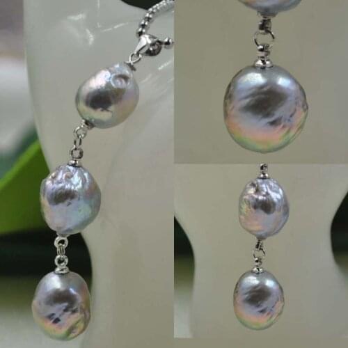 11-13mm long Kasumi gray pearl pendant necklace Item7121803