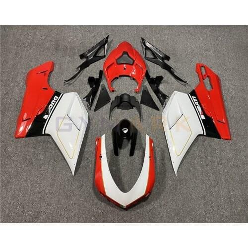 For Ducati 848 evo 1098 1098s 1198 2007 2008 2009 2010 2011 Motorcycle ABS Injection Red And White Body Protection Fairing Kit