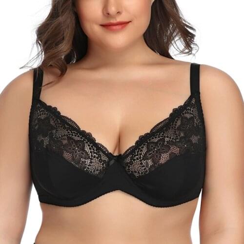 Women Lace Bras Non Padded Underwired Big Size Brassiere Embroidered Sexy Lingerie Plus Size Underwear 38 40-52 B C D E F Cup