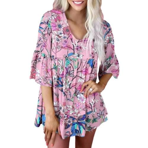 Casual Tshirt Women Floral Print Summer Female Tee Shirt O Neck Ruffled Sleeve Loose Office Lady T-shirt Tops футболка